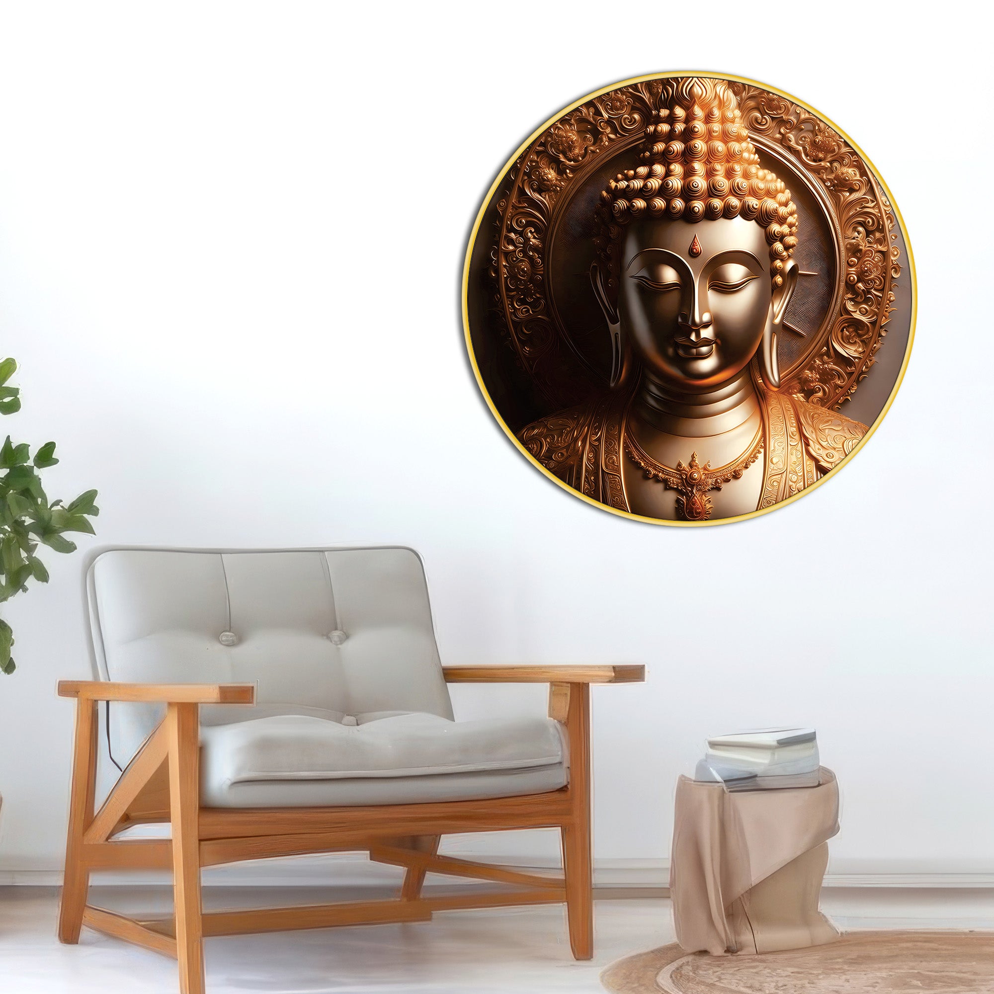 Round Buddha Artistic Canvas Painting