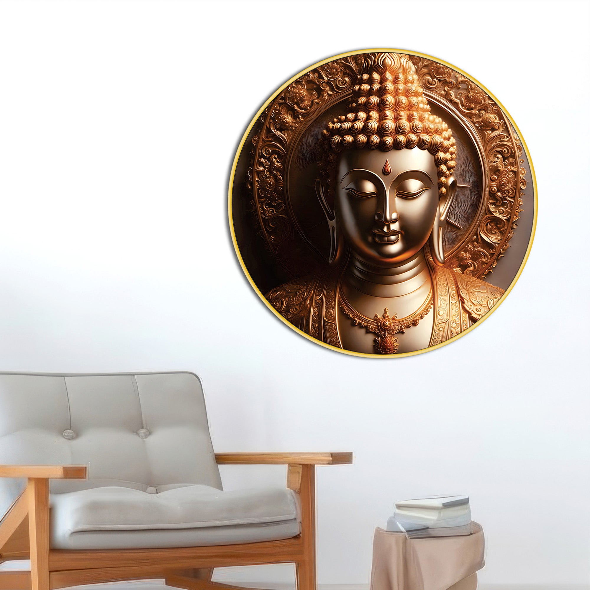 Round Buddha Artistic Canvas Painting