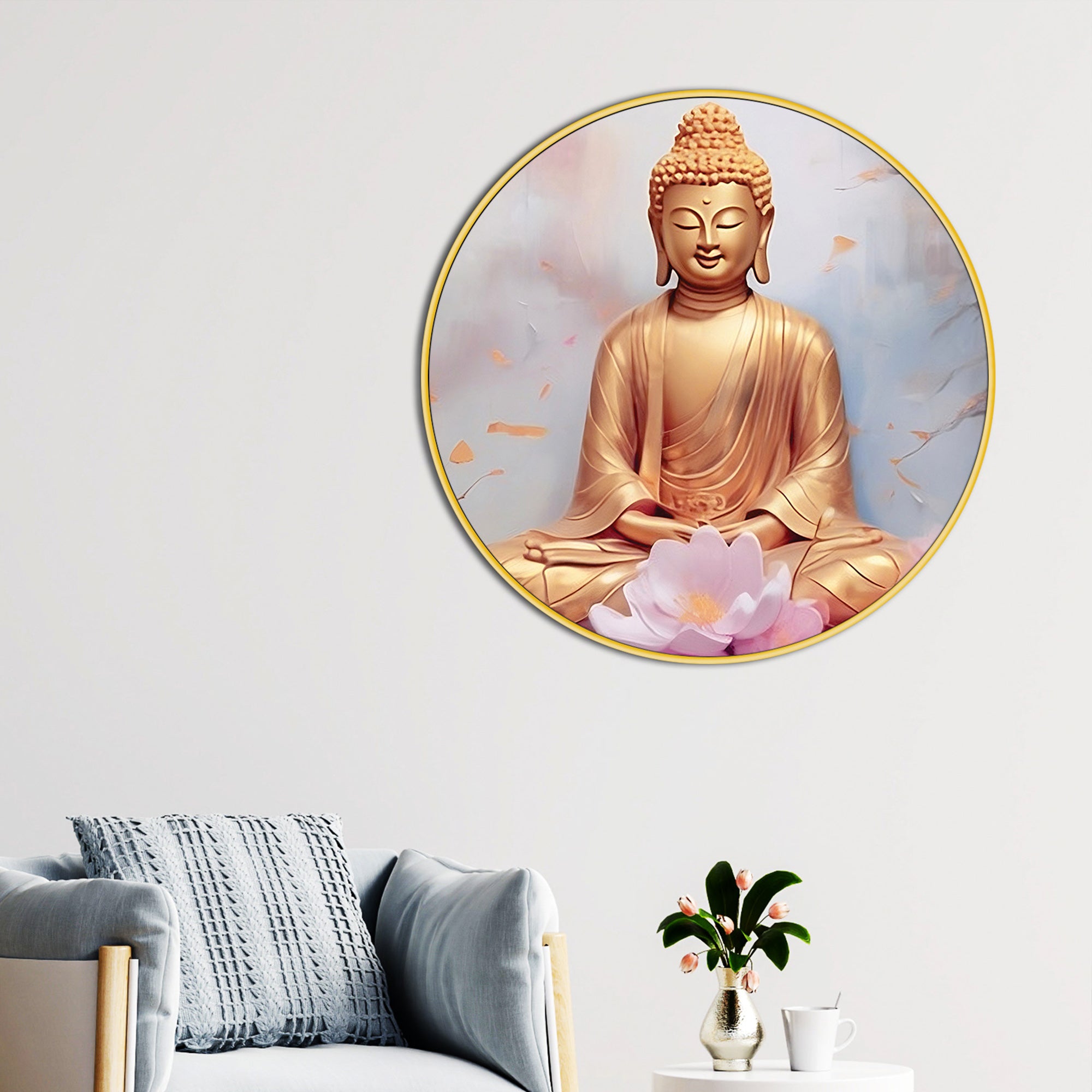 Round Buddha Wall Art Painting for Home Décor