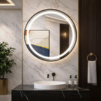 Round LED Mirror Cabinet with Touch Sensor and Modern Frame Design