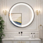 Round LED Mirror Cabinet with Touch Sensor and Modern Frame Design