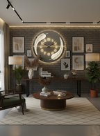 Round LED Mirror Wall Clock | Modern Leaf Design Decorative Clock