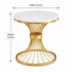 Round Marble Side Table with Gold Wire Base
