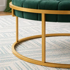 round-shape-dark-green-velvet-ottoman-with-golden-metal-finish