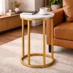 Rounded Shaped Golden Metal End Side Table