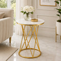 Rounded Side End Designer Golden Metal Finish Side Table