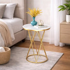Rounded Side End Designer Golden Metal Finish Side Table