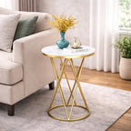 Rounded Side End Designer Golden Metal Finish Side Table