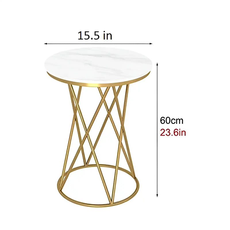 Rounded Side End Designer Golden Metal Finish Side Table