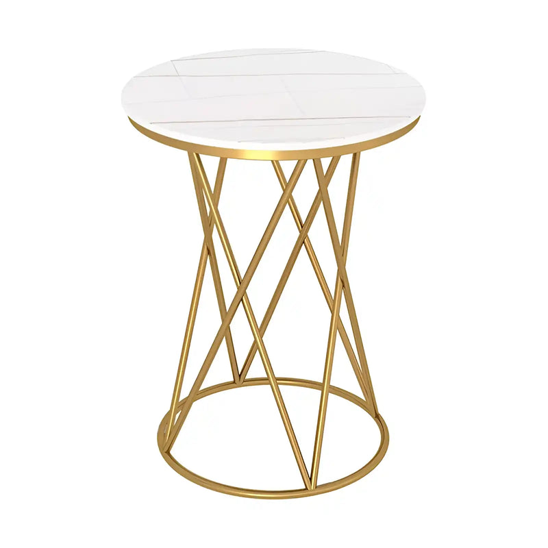 Rounded Side End Designer Golden Metal Finish Side Table