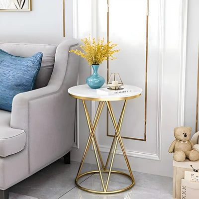 Rounded Side End Designer Golden Metal Finish Side Table