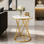 Rounded Side End Designer Golden Metal Finish Side Table