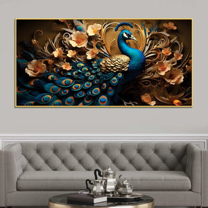 Royal Bird Peacock Premium Canvas Wall Painting for Home & Office Spaces