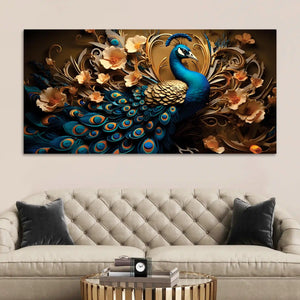 Royal Bird Peacock Premium Canvas Wall Painting for Home & Office Spaces