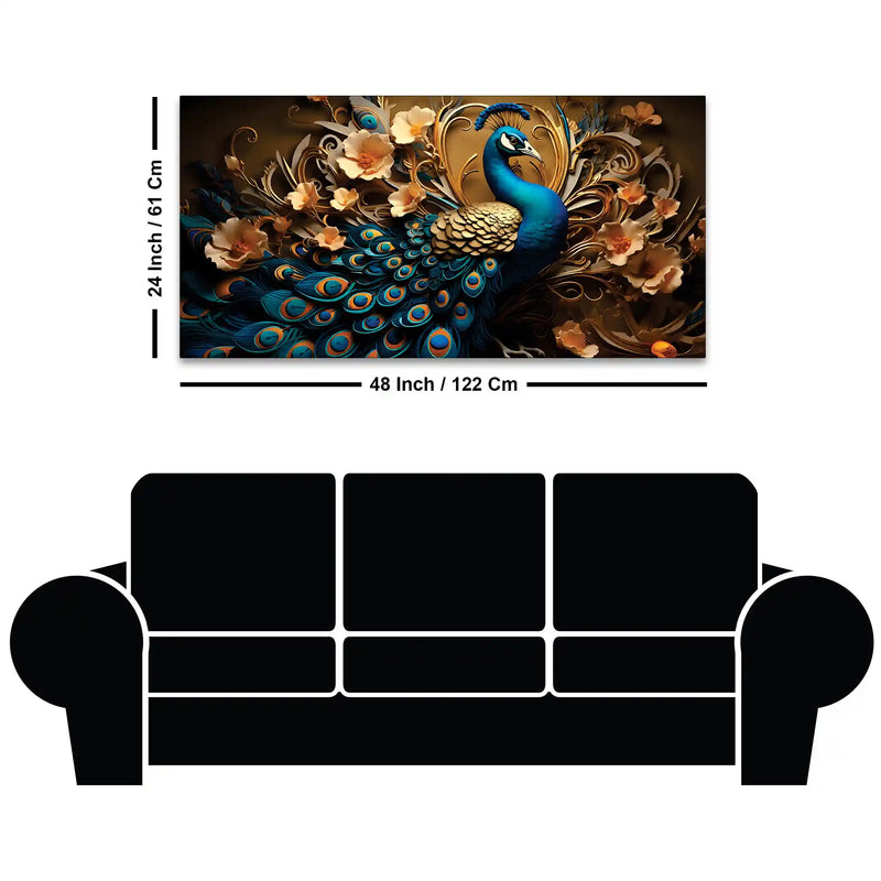 Royal Bird Peacock Premium Canvas Wall Painting for Home & Office Spaces