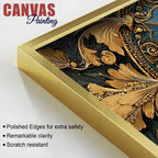 Royal Blue and Gold Mandala Canvas Wall Painting for Home Decor