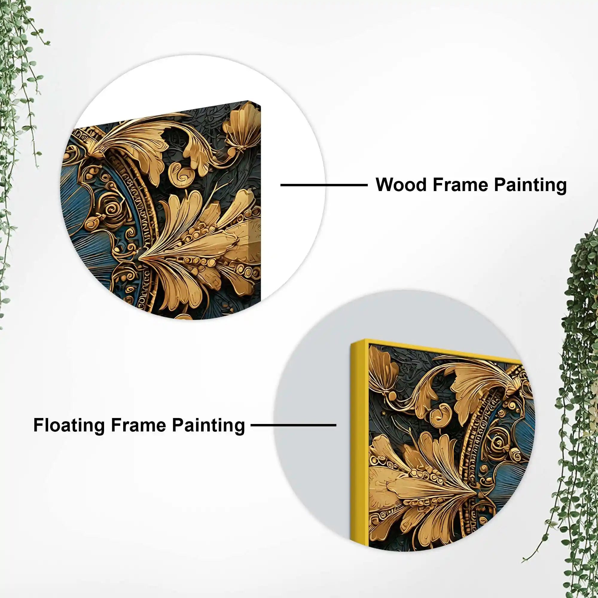 Royal Blue and Gold Mandala Canvas Wall Painting for Home Decor