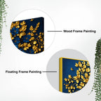 Royal Blue Blossom Tree with Golden Leaves 3D Canvas Wall Painting