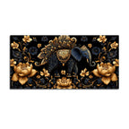 Royal Blue Elephant with Golden Lotus 3D Canvas Wall Painting
