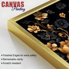 Royal Blue Elephant with Golden Lotus 3D Canvas Wall Painting