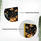 Royal Blue Elephant with Golden Lotus 3D Canvas Wall Painting