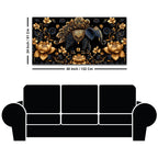 Royal Blue Elephant with Golden Lotus 3D Canvas Wall Painting