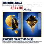 Royal Blue Geometric Abstract Acrylic Floating Wall Painting Set of 2