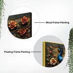 Royal Blue Peacock with Rustic Floral Elegance 3D Canvas Wall Painting