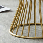 Royal Blue Velvet Pouffe with Glamorous Gold Detailing