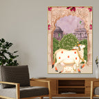 Royal Cow and Calf Pichwai Style Canvas Wall Painting