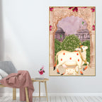 royal-cow-and-calf-pichwai-style-canvas-wall-painting