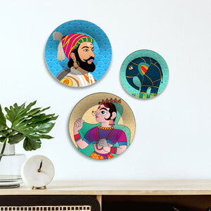 Royal & Cultural Regal Spirit Premium Wall Plates Painting Set of 3
