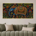 Royal Decorated Elephant Embroidery Tanjore Style 3D Canvas Wall Painting