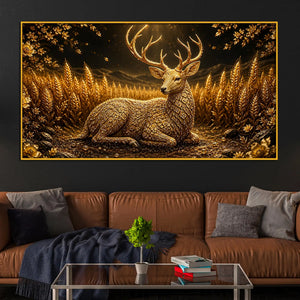 Royal Deer Floating Frame Crystal Wall Décor Painting