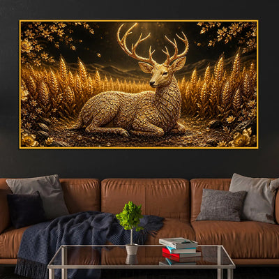 Royal Deer Floating Frame Crystal Wall Décor Painting