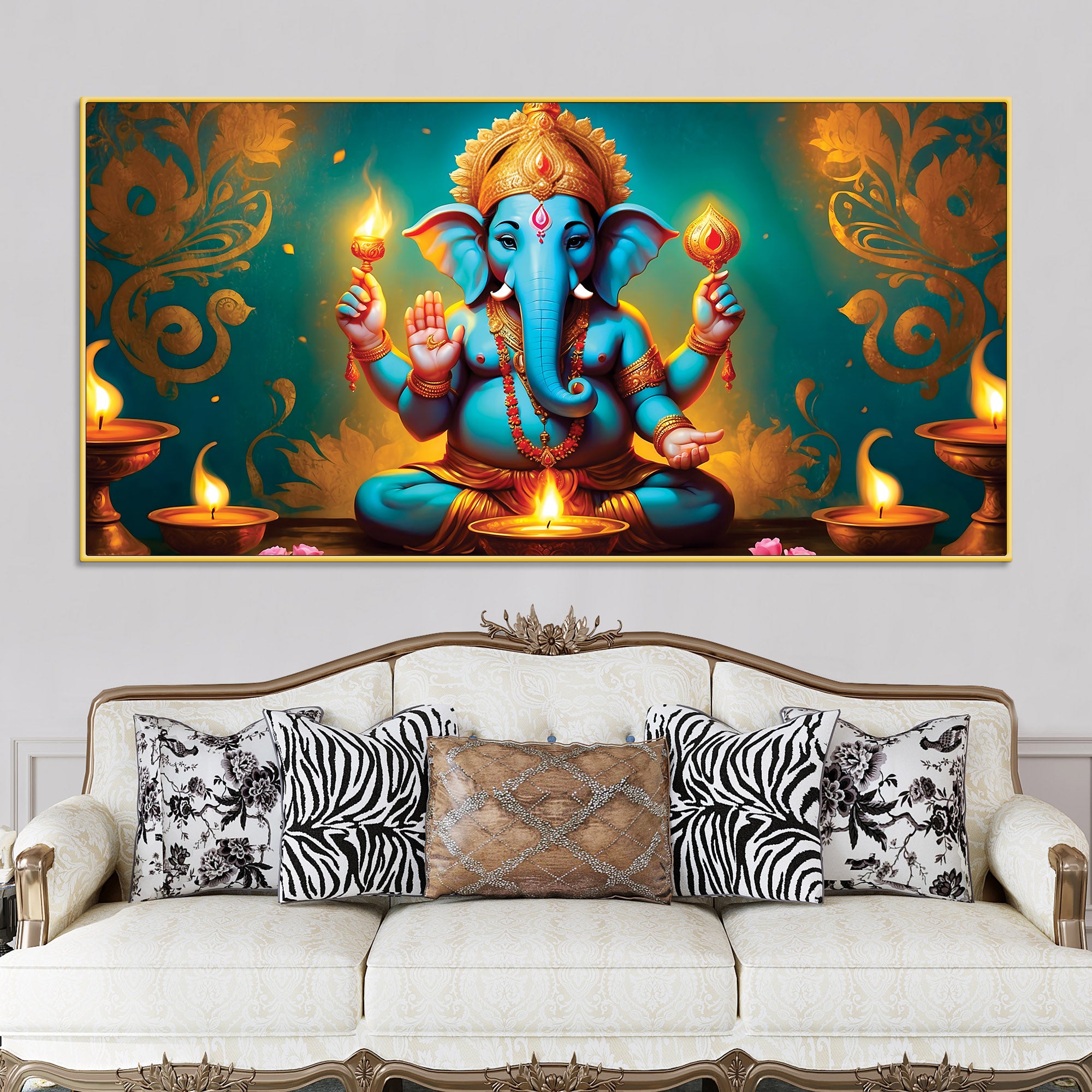 royal-divine-blue-lord-ganesha-sitted-with-golden-lamps-devotional