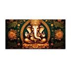 Royal Divine Lord Shri Ganesha with Beautiful Flowers Spiritual Canvas Wall Painting for Home & Office Decor – Modern Devotional Wall Art
