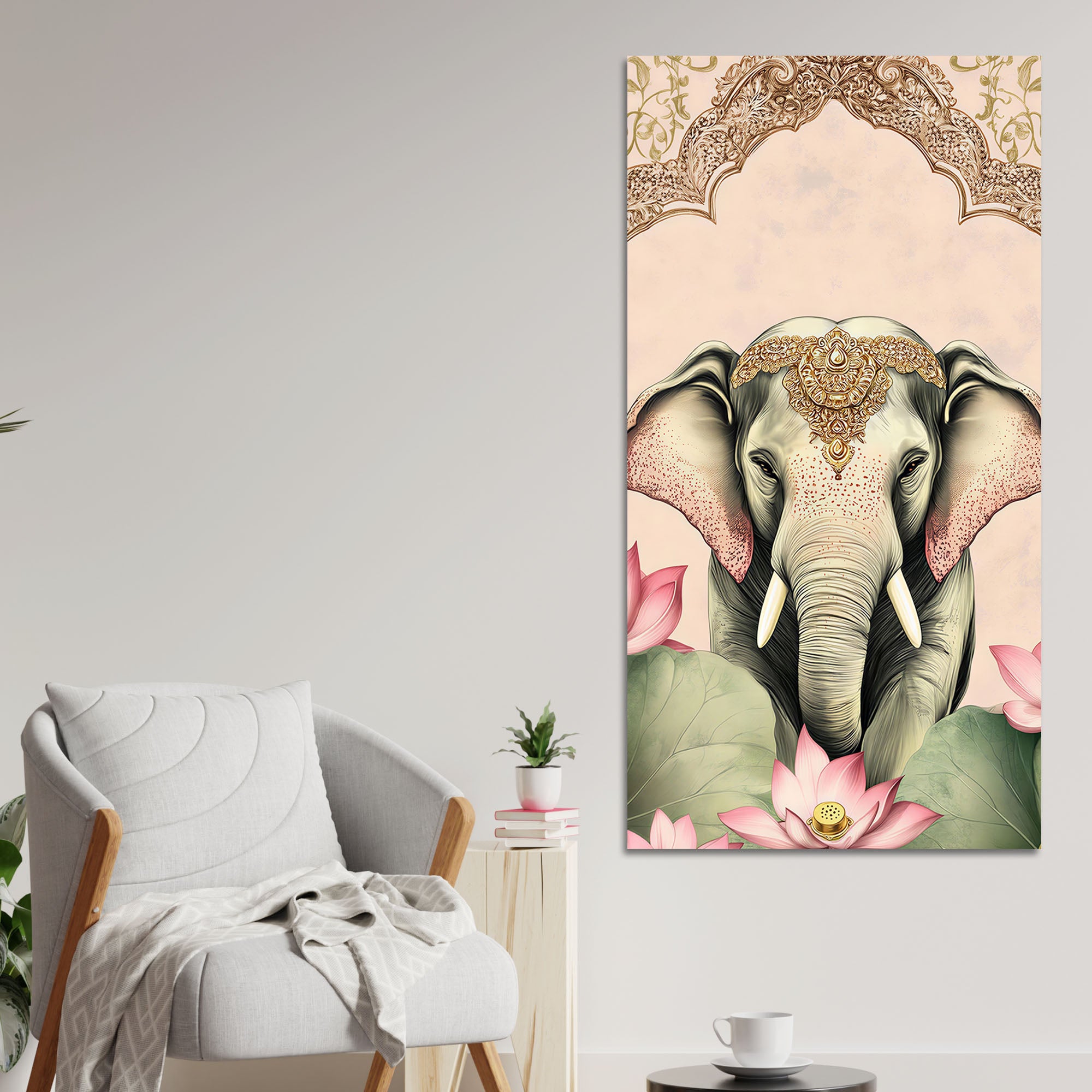 Royal Elephant Canvas Painting | Elegant Indian Wall Art for Living Room Decor