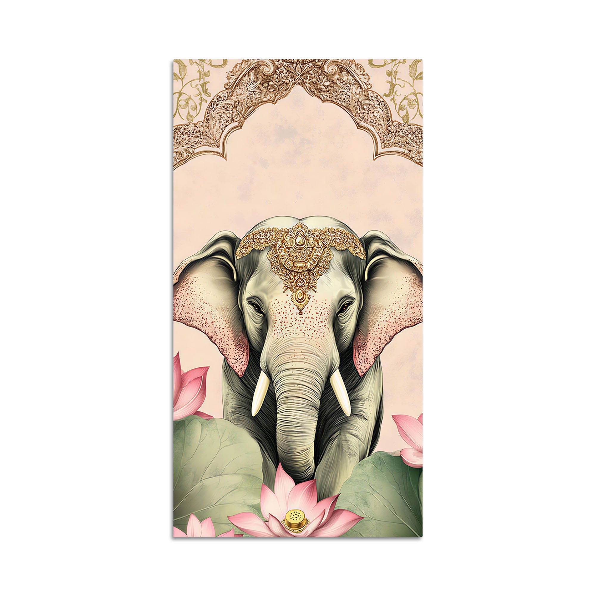 Royal Elephant Canvas Painting | Elegant Indian Wall Art for Living Room Decor