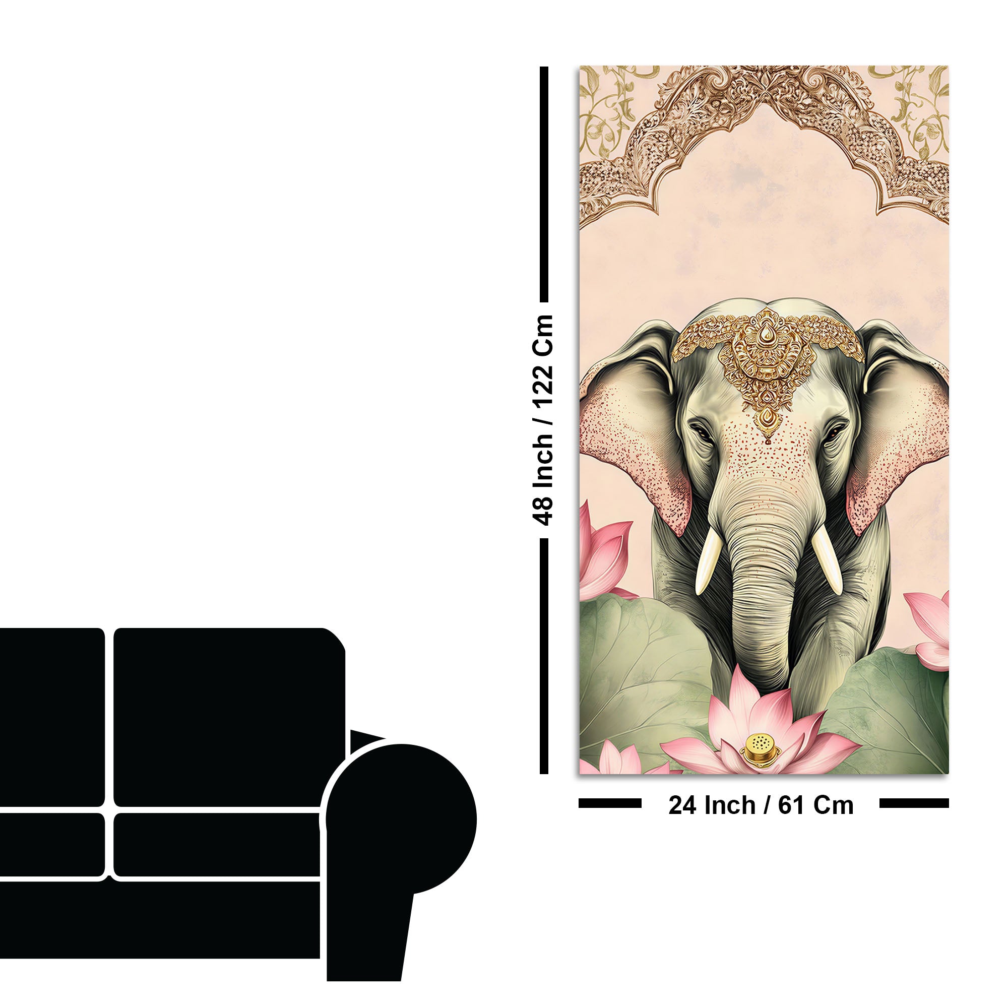 Royal Elephant Canvas Painting | Elegant Indian Wall Art for Living Room Decor
