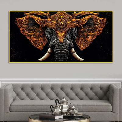 Royal Elephant Canvas Wall Painting for Office and Living Room
