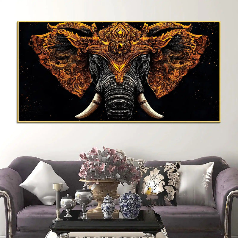 Royal Elephant Canvas Wall Painting for Office and Living Room