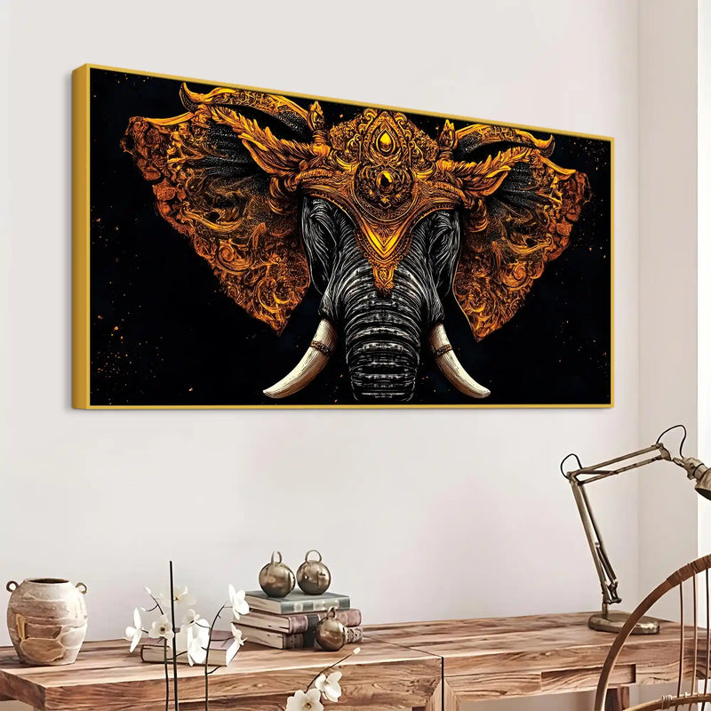 Royal Elephant Canvas Wall Painting for Office and Living Room