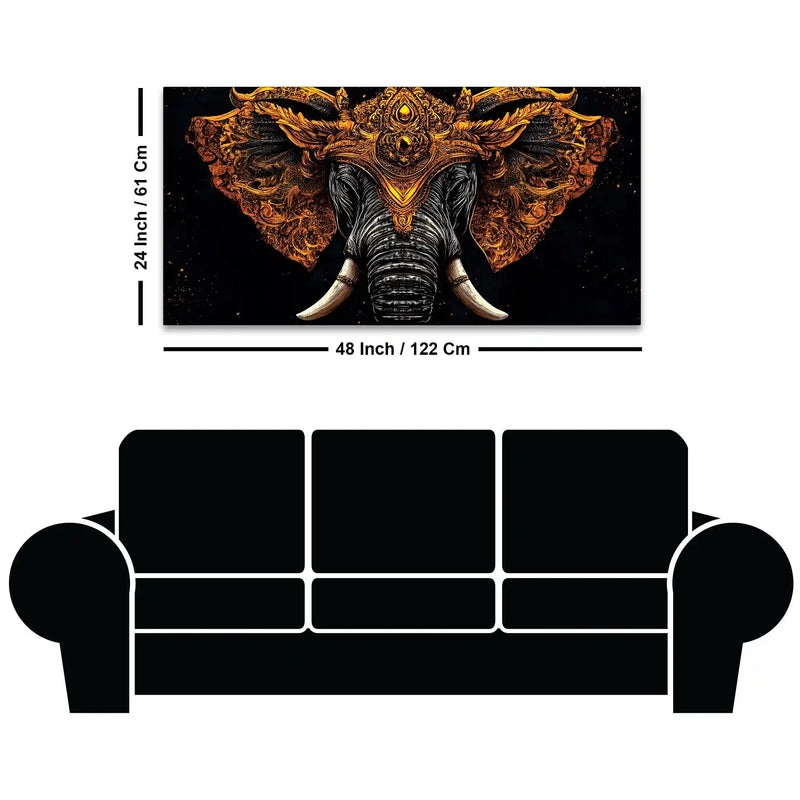 Royal Elephant Canvas Wall Painting for Office and Living Room