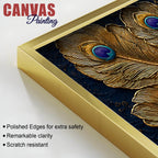 Royal Elephant Face with Peacock Feathers and Purple Lotus 3D Canvas Wall Painting