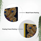 Royal Elephant Face with Peacock Feathers and Purple Lotus 3D Canvas Wall Painting