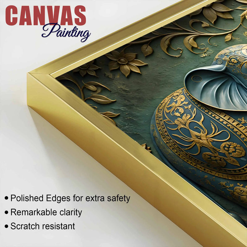 Royal Elephant Family 3D Bas-Relief Type Canvas Wall Painting