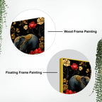 Royal Elephant Pair with Crimson Blooming Lotus 3D Canvas Wall Painting