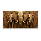 Royal Elephant Trio Relief Sculpture 3D Canvas Wall Painting