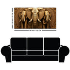 Royal Elephant Trio Relief Sculpture 3D Canvas Wall Painting